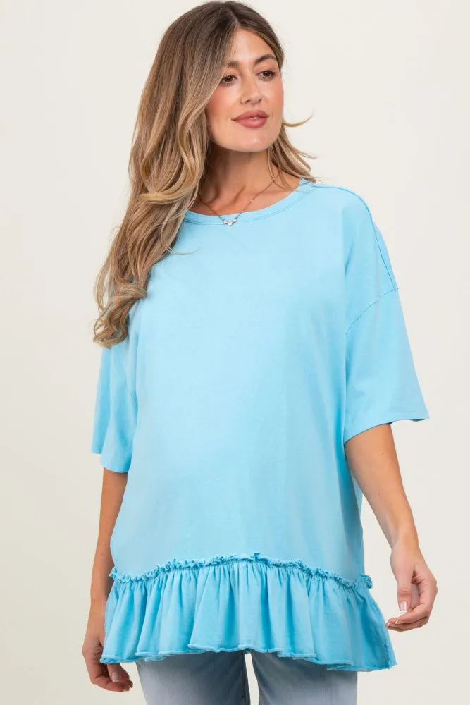 Aqua Relaxed Ruffled Tunic Maternity Top sold by Pinkblush