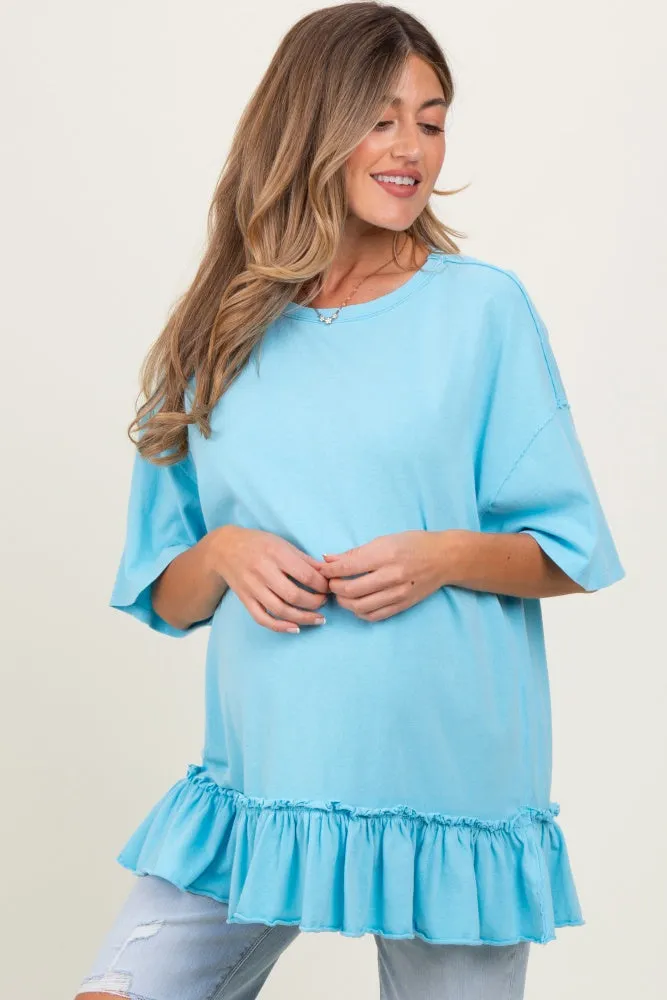 Aqua Relaxed Ruffled Tunic Maternity Top sold by Pinkblush product image thumbnail 2