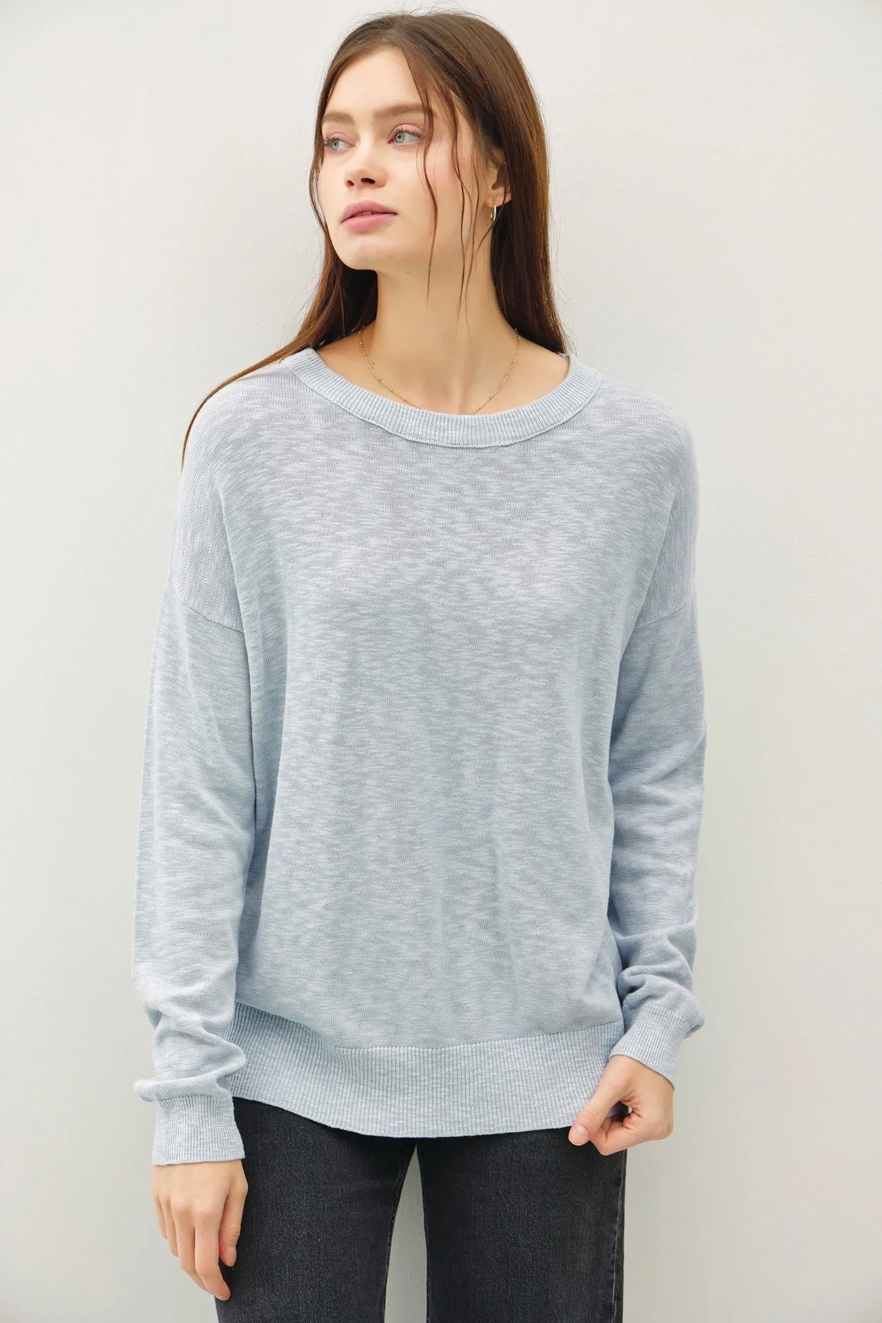 Light Blue Oversized Slub Knit Maternity Sweater sold by Pinkblush product image thumbnail 5