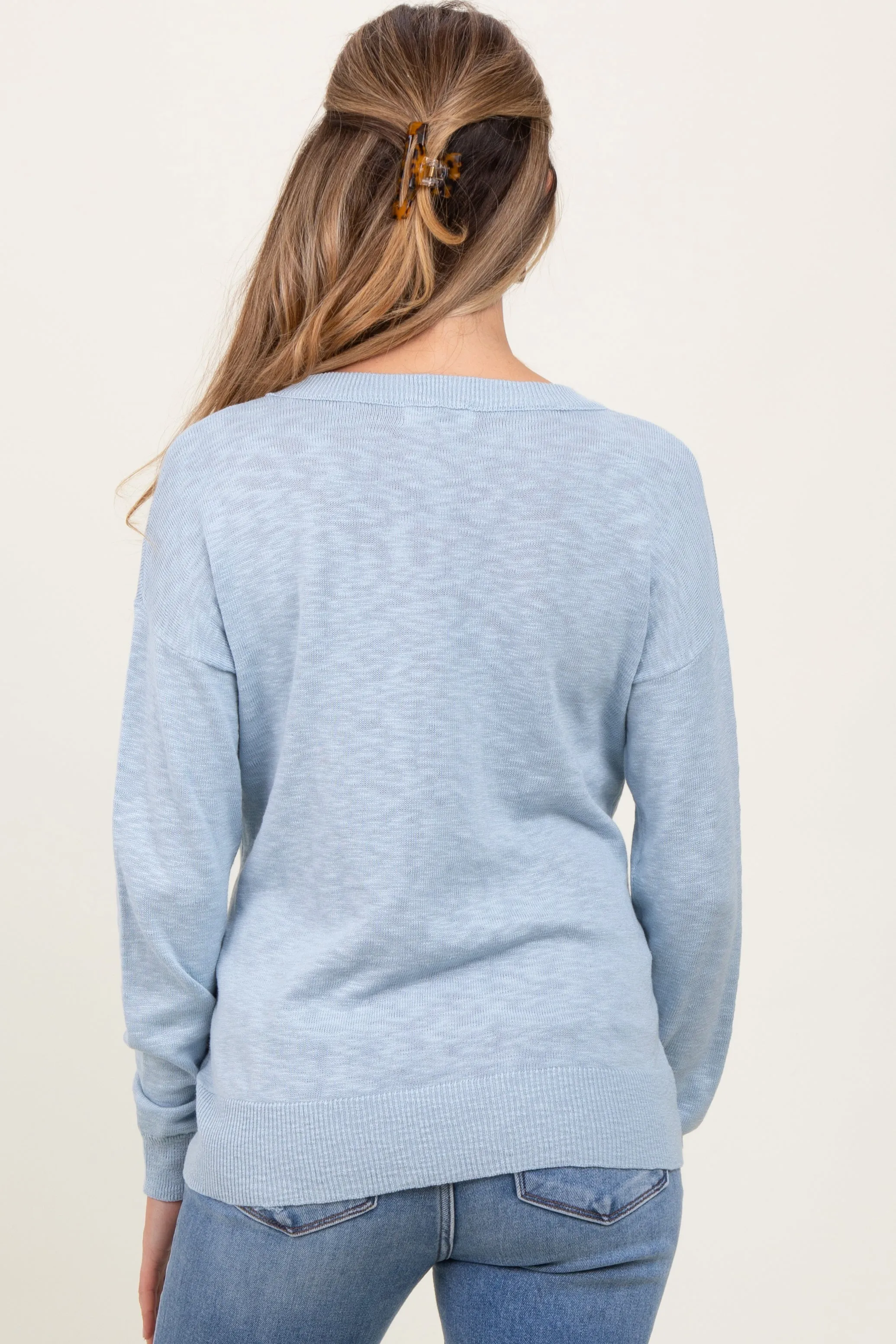 Light Blue Oversized Slub Knit Maternity Sweater sold by Pinkblush product image thumbnail 4