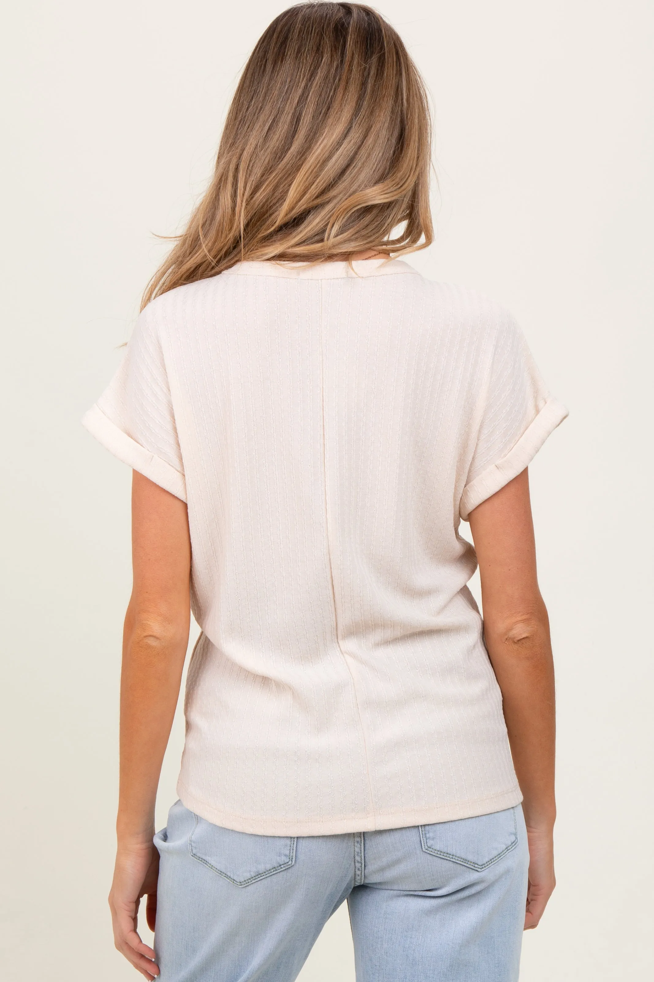 Ivory Pointelle Knit Front Pocket Maternity Top sold by Pinkblush product image thumbnail 4