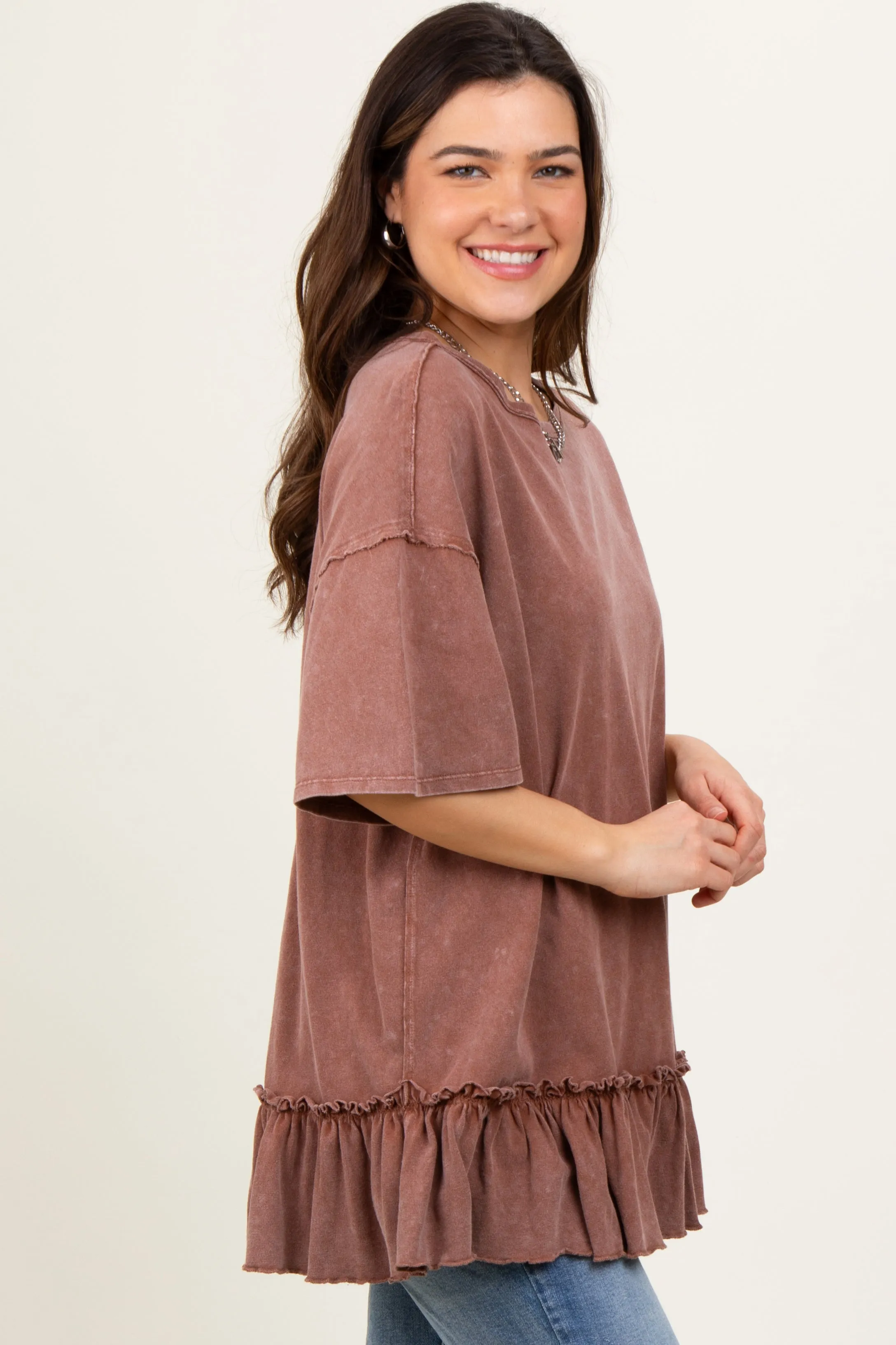 Rust Relaxed Ruffled Tunic Top sold by Pinkblush product image thumbnail 3