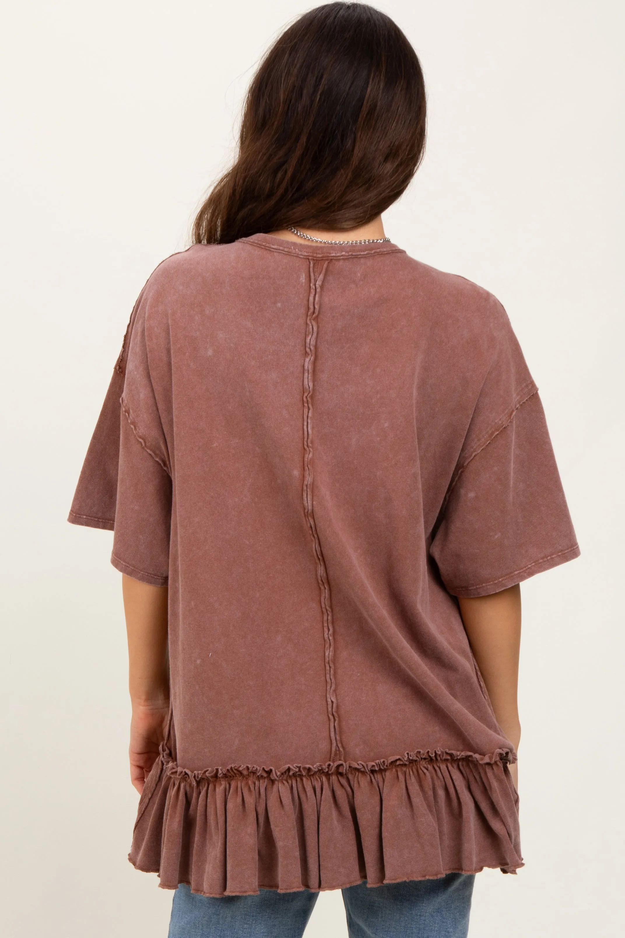 Rust Relaxed Ruffled Tunic Top sold by Pinkblush product image thumbnail 4
