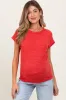 Red Heather Textured Short Sleeve Maternity Top sold by Pinkblush
