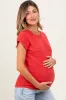 Red Heather Textured Short Sleeve Maternity Top sold by Pinkblush
