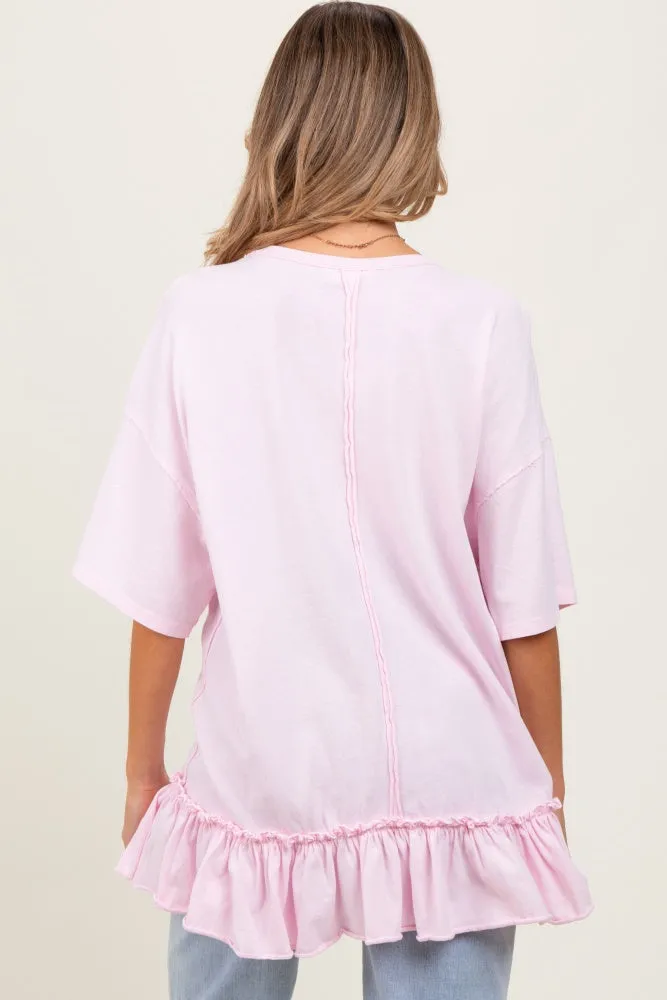 Light Pink Relaxed Ruffled Tunic Maternity Top sold by Pinkblush product image thumbnail 3