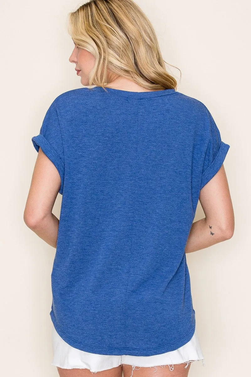 Royal Blue Rolled Cuff Maternity Top sold by Pinkblush product image thumbnail 3