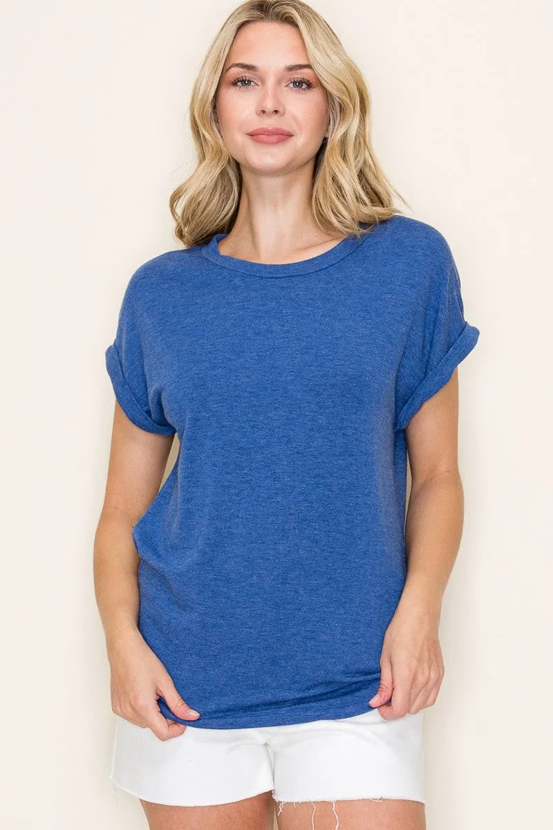 Royal Blue Rolled Cuff Maternity Top sold by Pinkblush