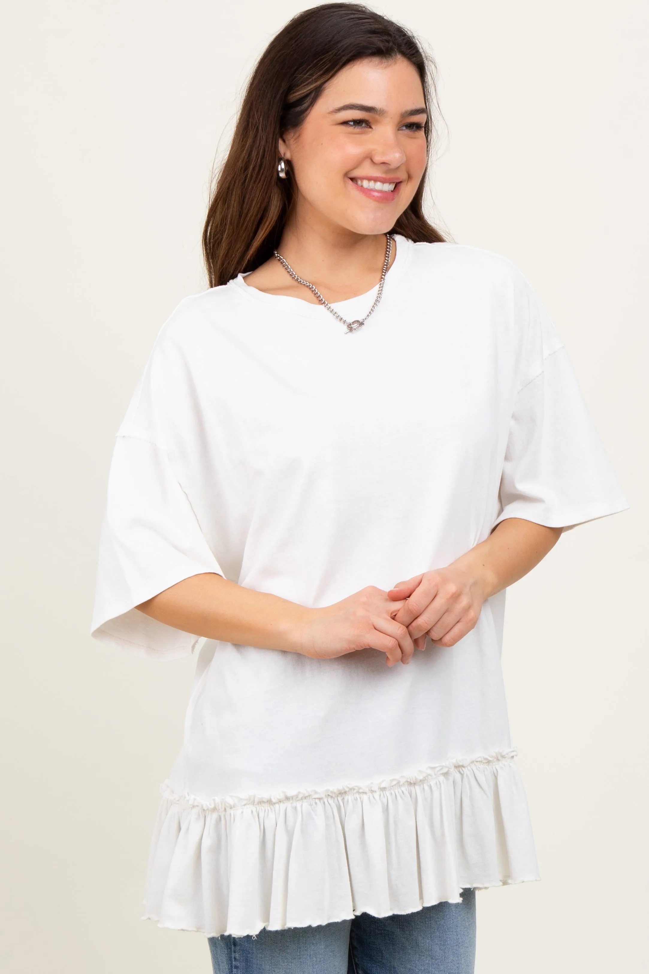 Ivory Relaxed Ruffled Tunic Top sold by Pinkblush product image thumbnail 3