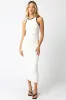 White Knit Contrast Trim Midi Dress sold by Pinkblush