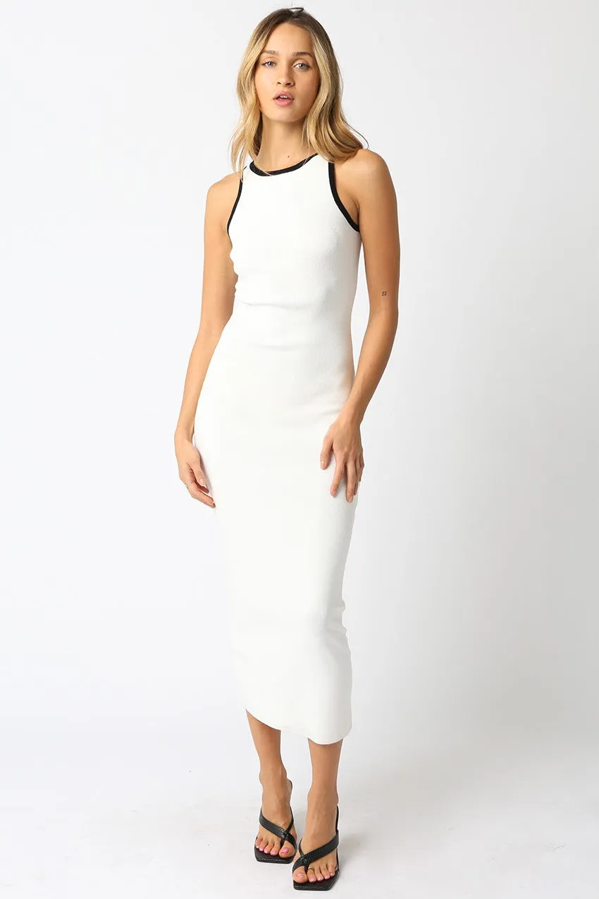 White Knit Contrast Trim Midi Dress sold by Pinkblush product image thumbnail 2