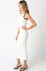 White Knit Contrast Trim Midi Dress sold by Pinkblush