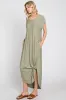 Light Olive Round Hem Side Slit Maxi Dress sold by Pinkblush