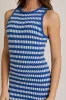 Blue-White Stripe Sleeveless Round Neck Knit Midi Dress sold by Pinkblush