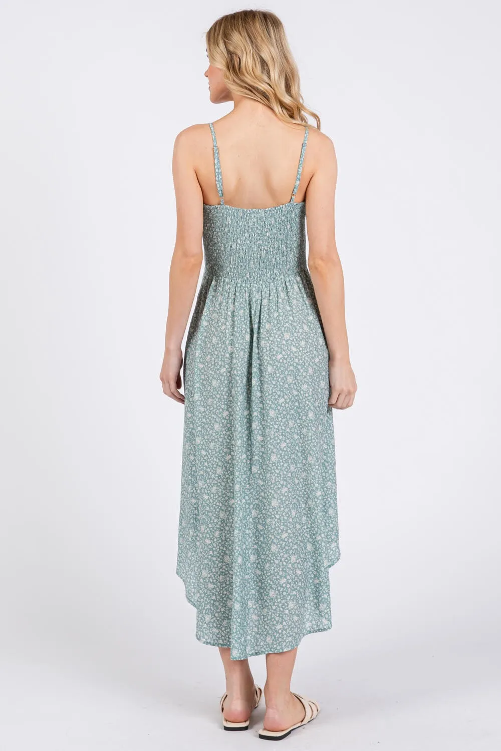 Mint Floral Cinched Front Tie Midi Dress sold by Pinkblush product image thumbnail 4