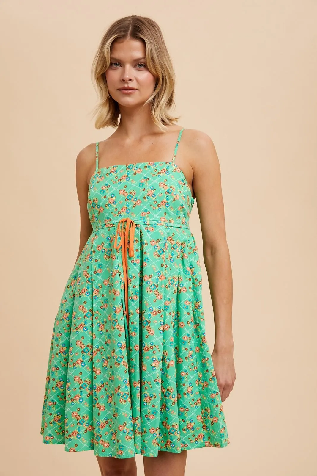 Green Floral Sleeveless Mini Dress sold by Pinkblush product image thumbnail 2