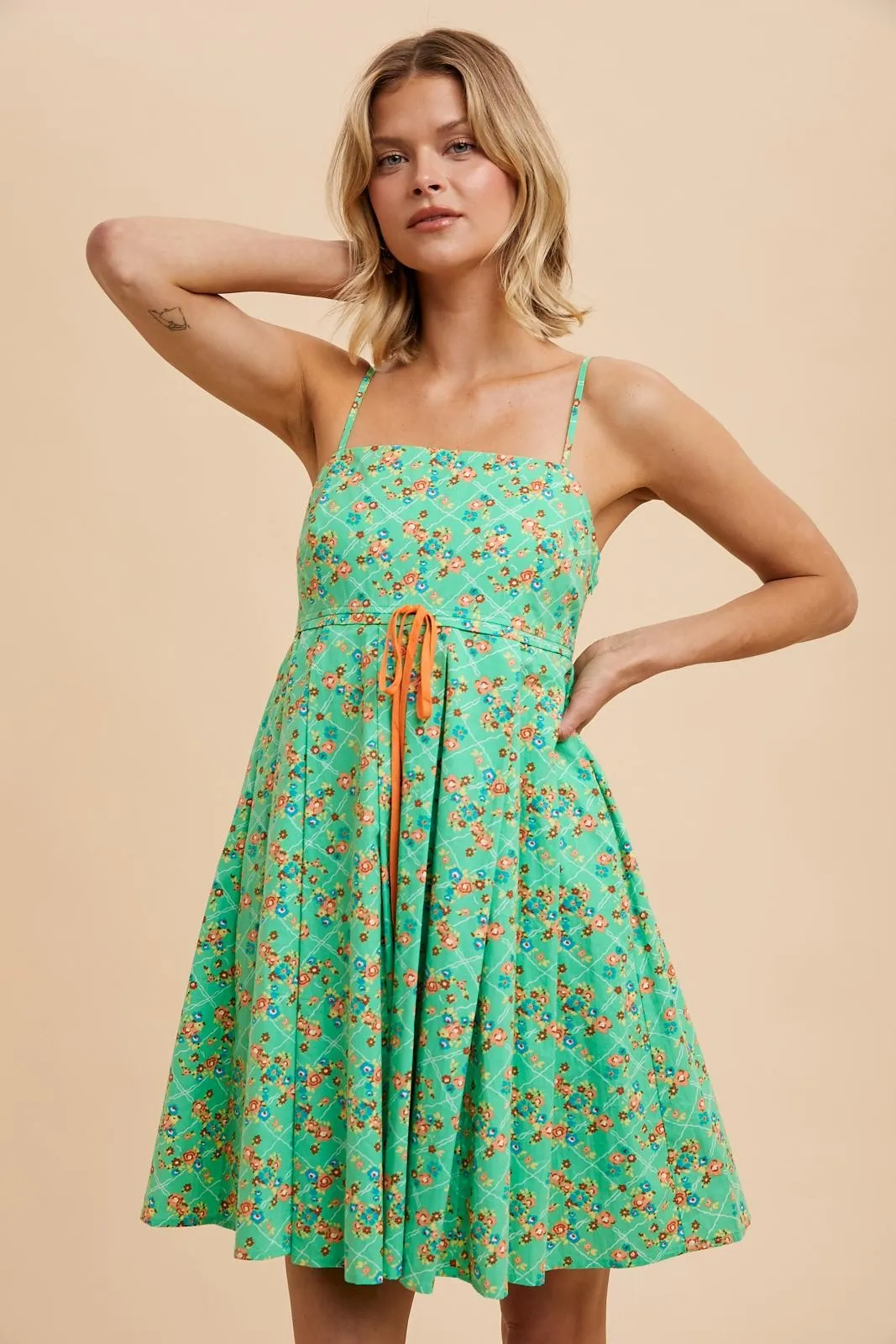 Green Floral Sleeveless Mini Dress sold by Pinkblush product image thumbnail 3