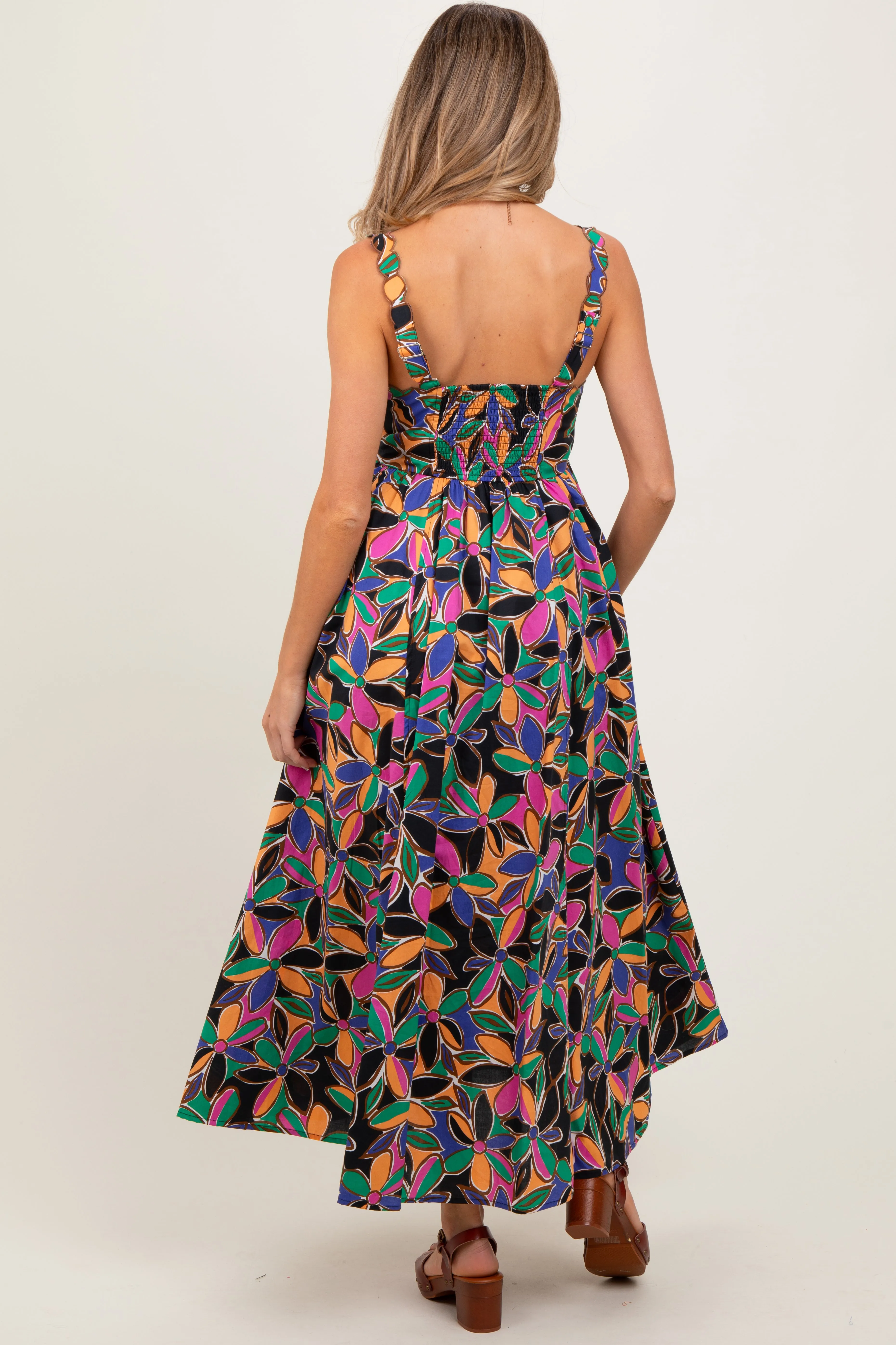 Multi Color Floral Bold Print Cotton Maternity Maxi Dress sold by Pinkblush product image thumbnail 3
