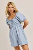 Light Blue Front Tie Romper sold by Pinkblush