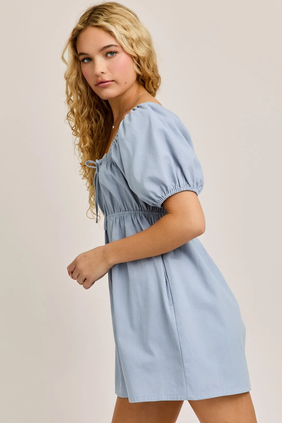 Light Blue Front Tie Romper sold by Pinkblush product image thumbnail 2