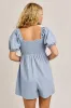 Light Blue Front Tie Romper sold by Pinkblush