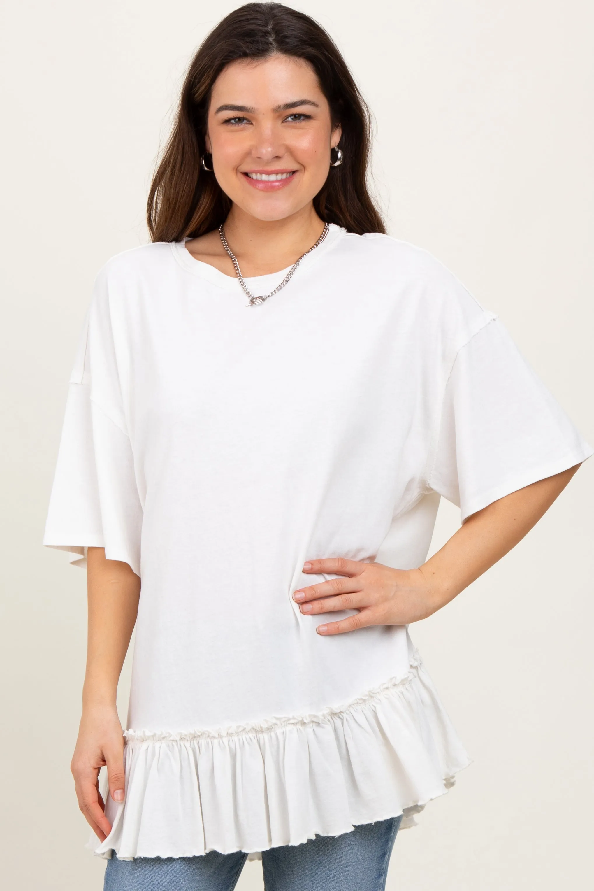 Ivory Relaxed Ruffled Tunic Top sold by Pinkblush product image thumbnail 2