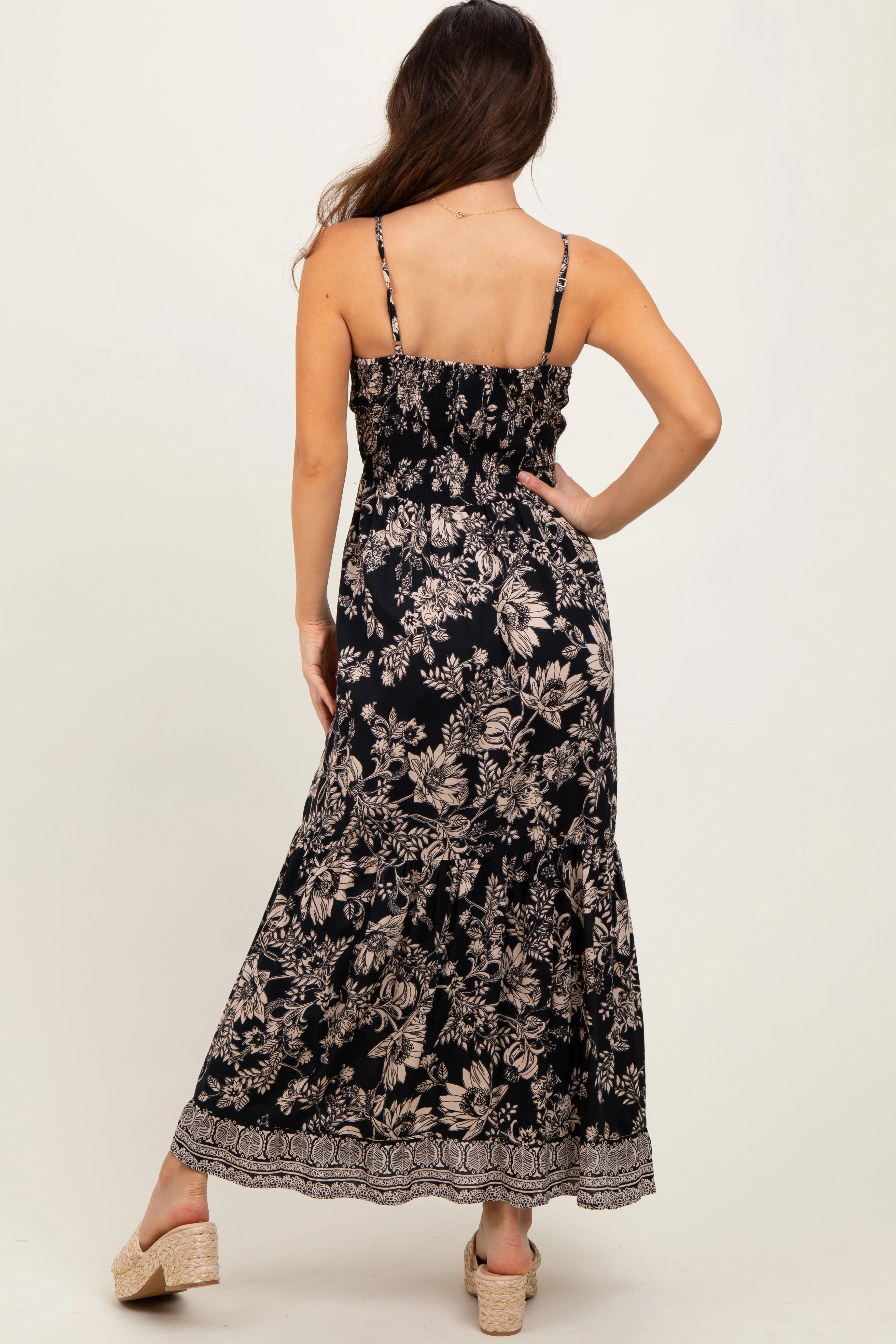 Black Floral Twist Front Cut Out Maxi Dress sold by Pinkblush product image thumbnail 4