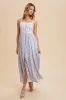 Light Blue Floral Button Down Sleeveless Maternity Maxi Dress sold by Pinkblush