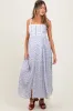 Light Blue Floral Button Down Sleeveless Maternity Maxi Dress sold by Pinkblush