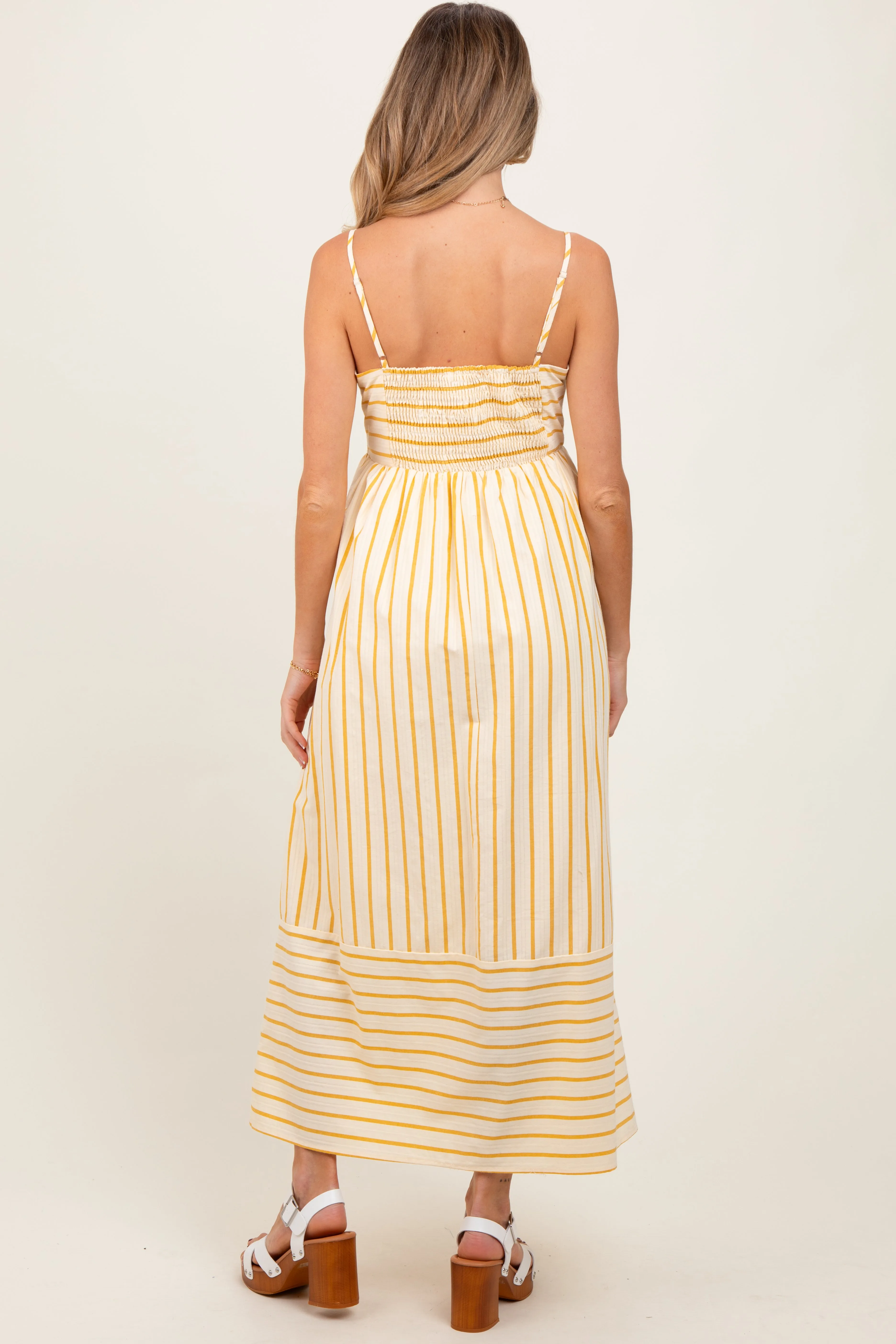 Yellow Striped Sleeveless Maternity Maxi Dress sold by Pinkblush product image thumbnail 4
