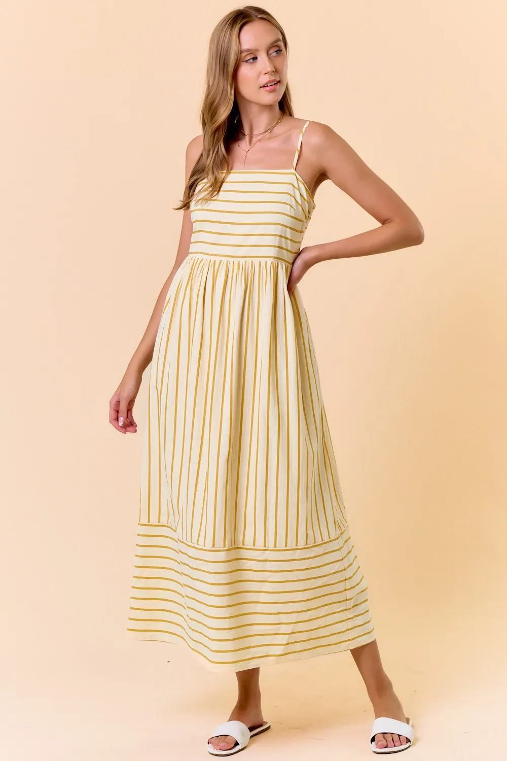Yellow Striped Sleeveless Maternity Maxi Dress sold by Pinkblush product image thumbnail 5