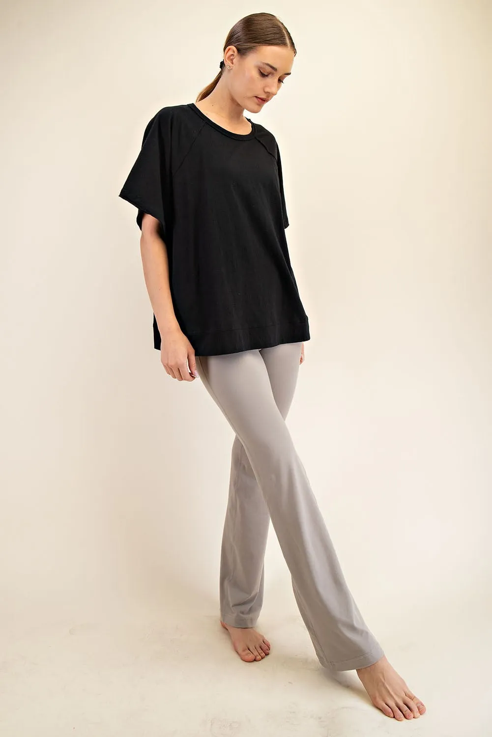 Black Oversized Raw Hem Short Sleeve Maternity Tee sold by Pinkblush product image thumbnail 3