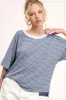 Light Navy Striped Drop Shoulder Short Sleeve Maternity Top sold by Pinkblush