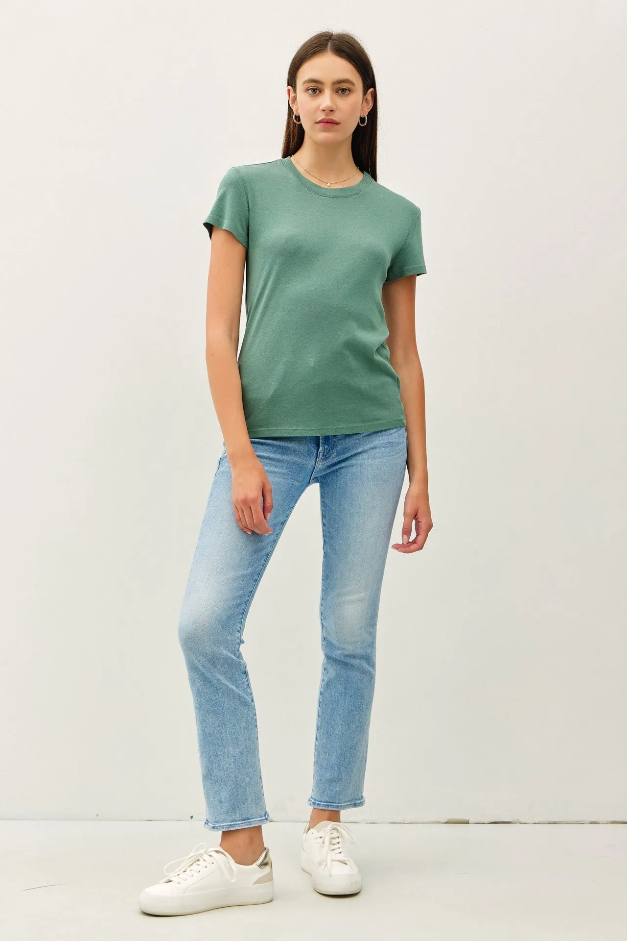 Light Olive Classic Crewneck T-Shirt sold by Pinkblush product image thumbnail 3