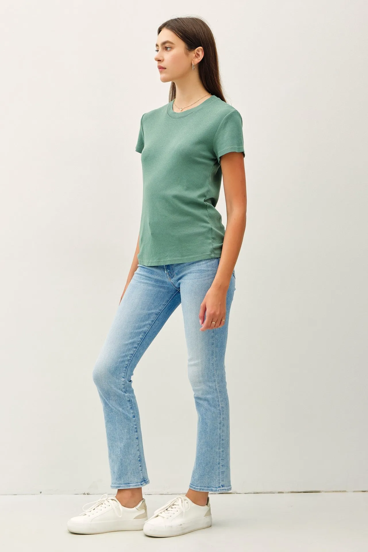 Light Olive Classic Crewneck T-Shirt sold by Pinkblush product image thumbnail 4