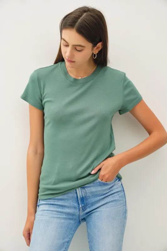 Light Olive Classic Crewneck T-Shirt sold by Pinkblush
