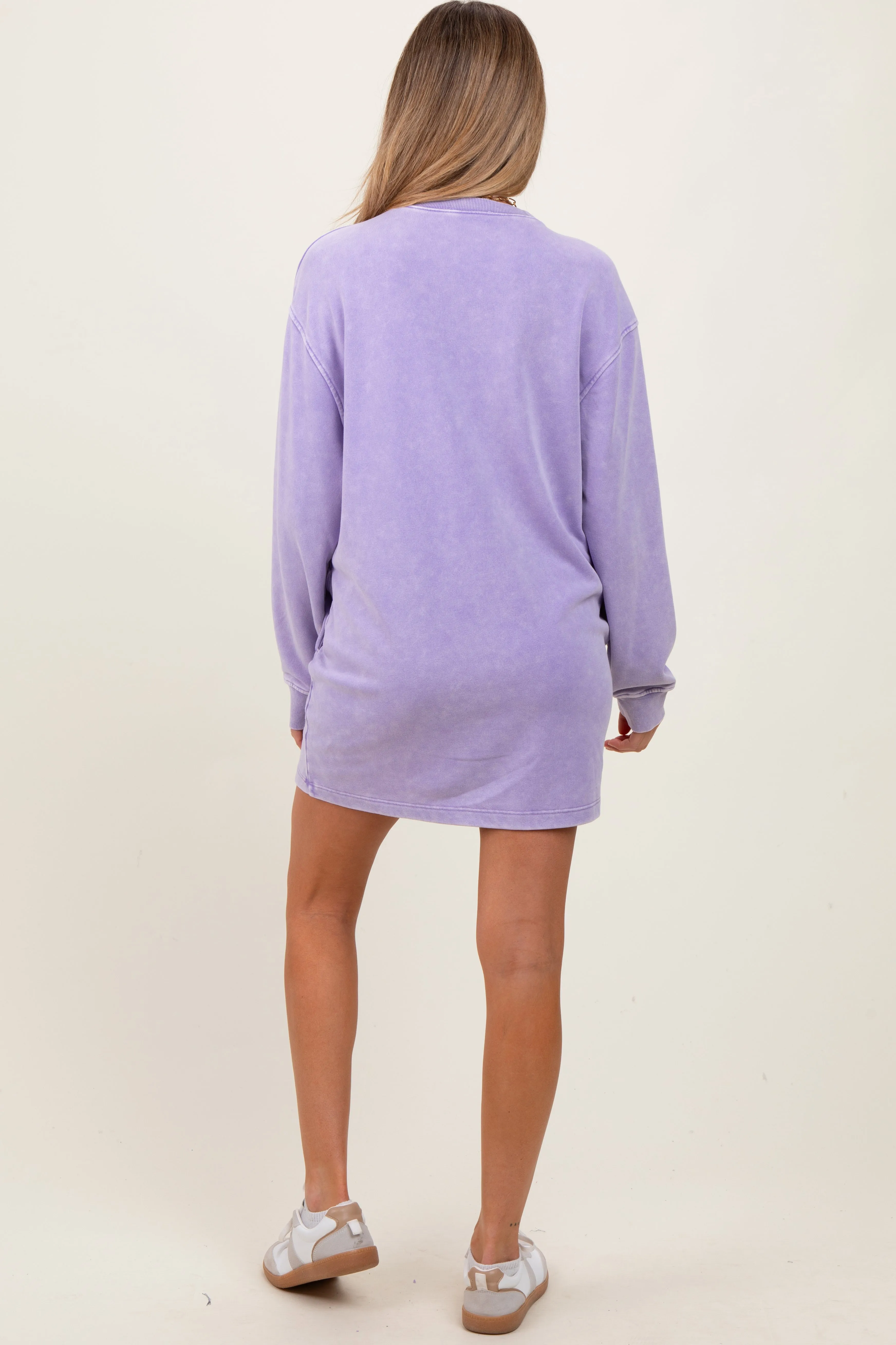 Lavender Long Sleeve Oversized Sweatshirt Maternity Mini Dress sold by Pinkblush product image thumbnail 3