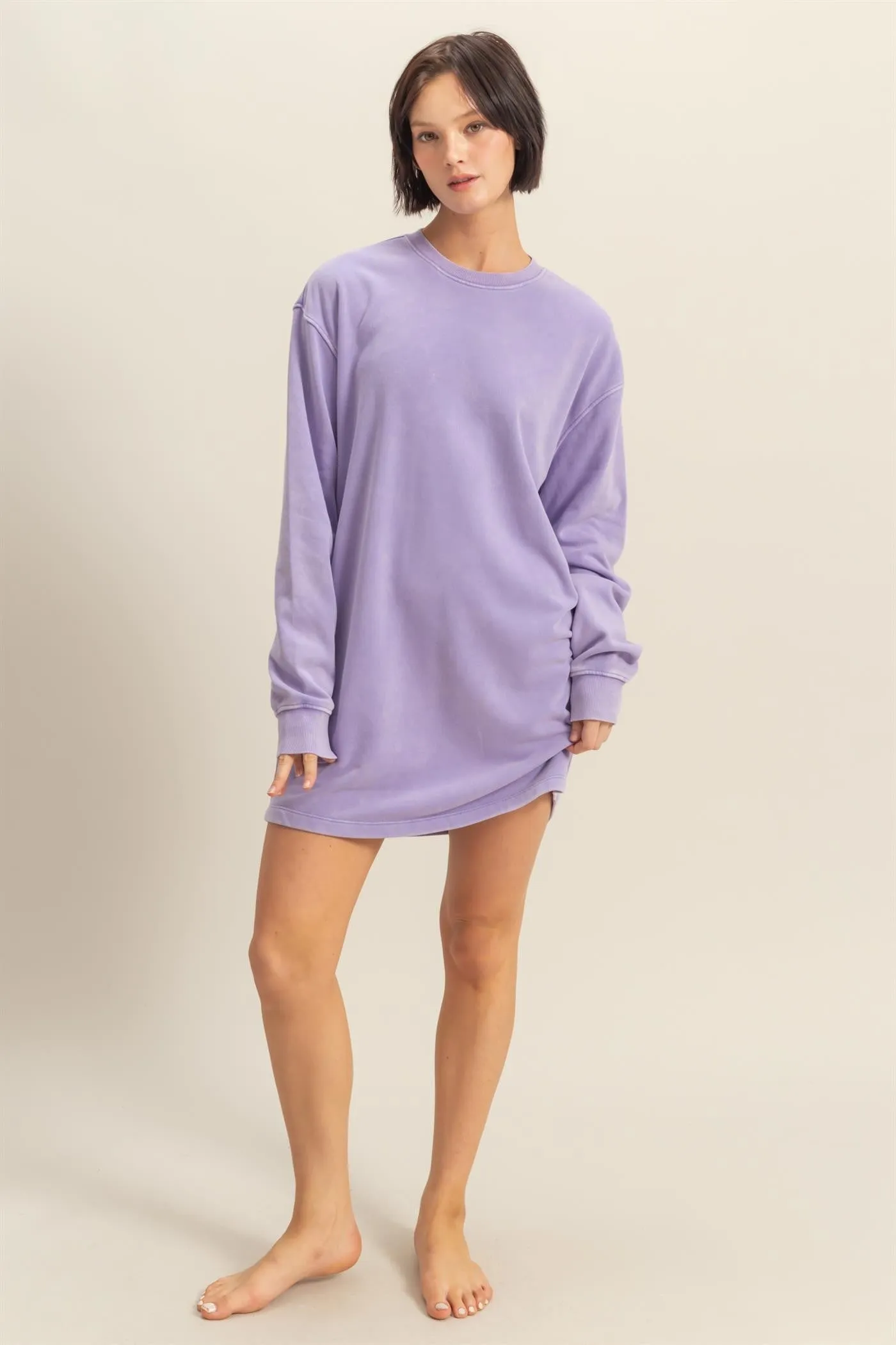 Lavender Long Sleeve Oversized Sweatshirt Maternity Mini Dress sold by Pinkblush product image thumbnail 4