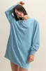 Blue Long Sleeve Oversized Sweatshirt Maternity Mini Dress sold by Pinkblush