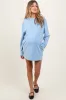Blue Long Sleeve Oversized Sweatshirt Maternity Mini Dress sold by Pinkblush