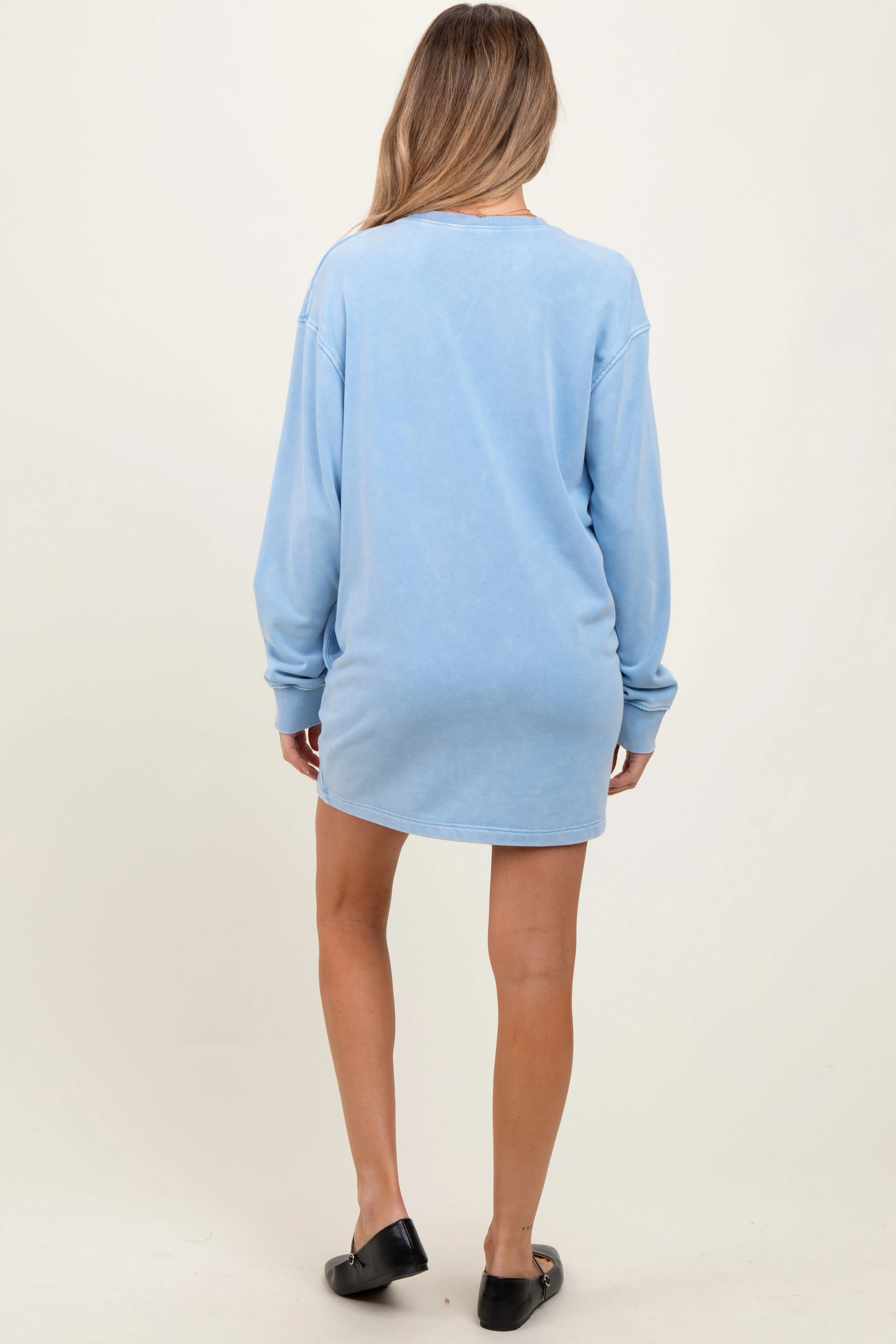 Blue Long Sleeve Oversized Sweatshirt Maternity Mini Dress sold by Pinkblush product image thumbnail 4
