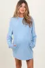 Blue Long Sleeve Oversized Sweatshirt Maternity Mini Dress sold by Pinkblush