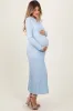 Light Blue Thick Ribbed Knit Maternity Maxi Sweater Dress sold by Pinkblush