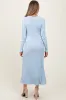 Light Blue Thick Ribbed Knit Maternity Maxi Sweater Dress sold by Pinkblush