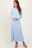 Light Blue Thick Ribbed Knit Maternity Maxi Sweater Dress sold by Pinkblush
