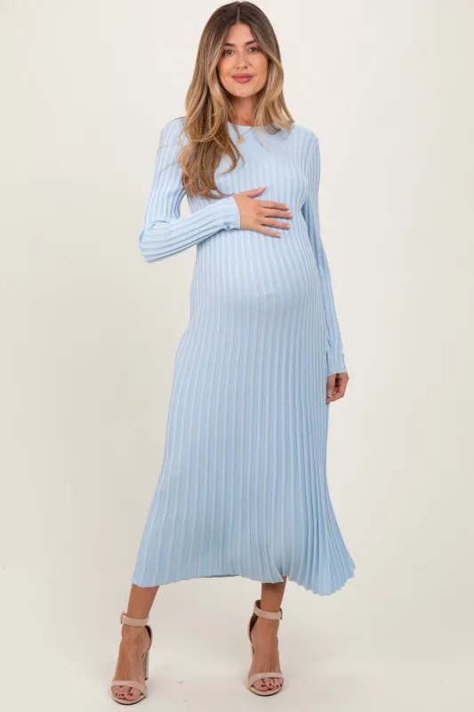Light Blue Thick Ribbed Knit Maternity Maxi Sweater Dress sold by Pinkblush