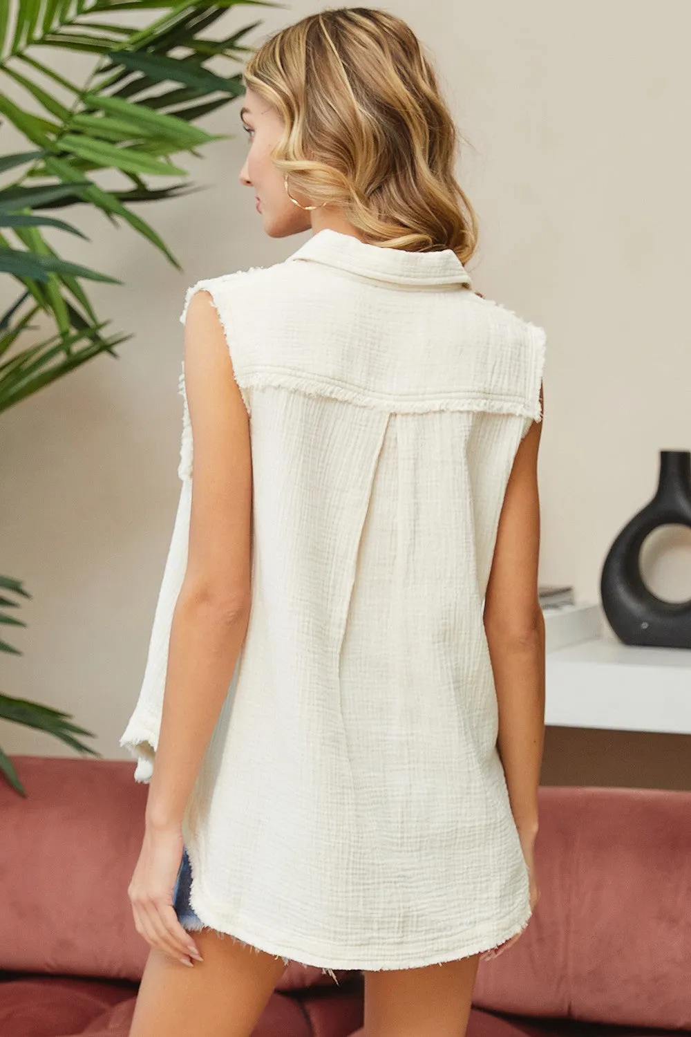 Cream Washed Cotton Gauze Shirt sold by Pinkblush product image thumbnail 3