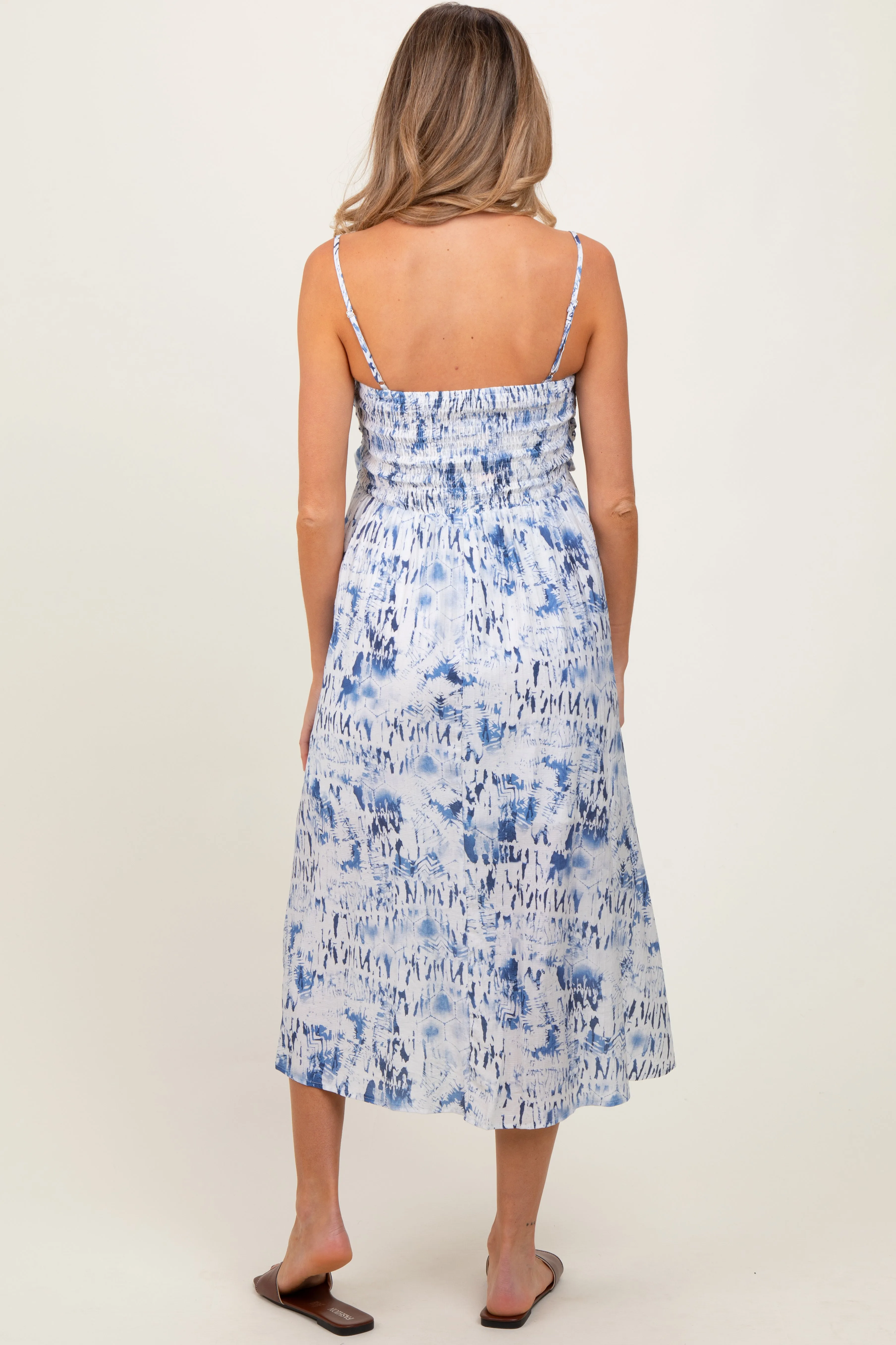 Blue Adjustable Strap Tie Front Maternity Midi Dress sold by Pinkblush product image thumbnail 3