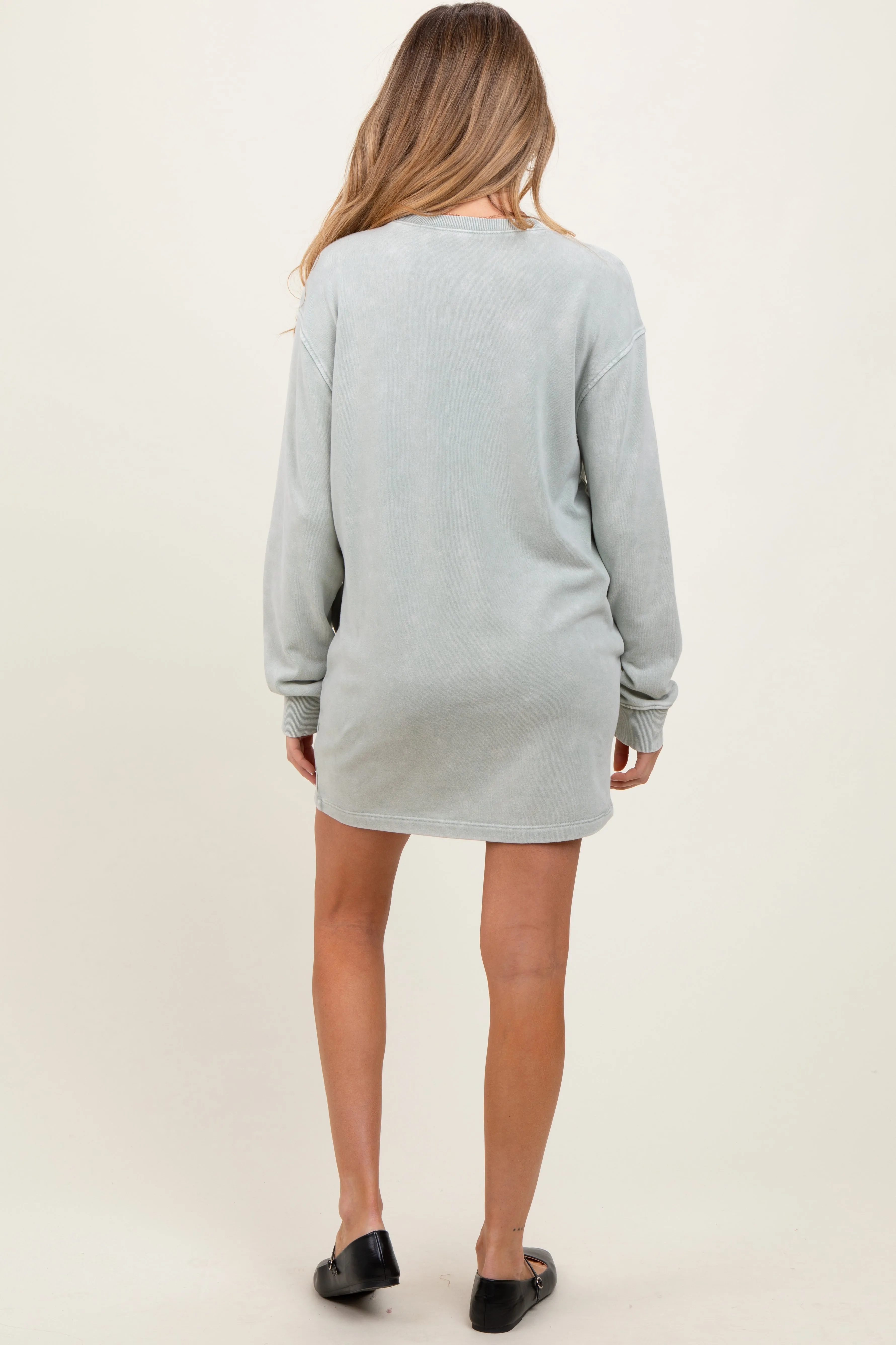 Sage Long Sleeve Oversized Sweatshirt Maternity Mini Dress sold by Pinkblush product image thumbnail 4