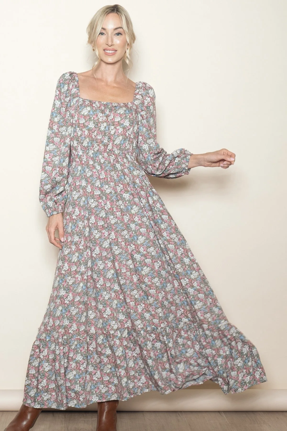 Pink Floral Reversible Long Sleeve Maternity Maxi Dress sold by Pinkblush product image thumbnail 5